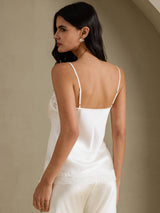 [White] SilkSilky-AU Spaghetti Strap V Neck Camisole 002