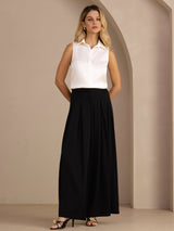 [White] SilkSilky-AU Sleeveless Lapel Collar Women's Shirt 007