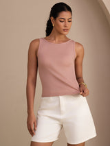[Pink] SilkSilky-AU Sleeveless Round Neck Camisole 001