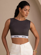 [Gray] SilkSilky-AU Sleeveless Crew Neck Camisole 001
