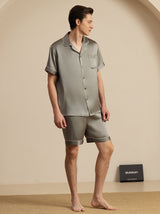 [Grayish Green] SilkSilky-AU Short Sleeve Notch Collar Men's Pyjamas 003