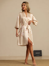[Champagne] SilkSilky-AU 3/4 Sleeve Women's Dressing Gown 007