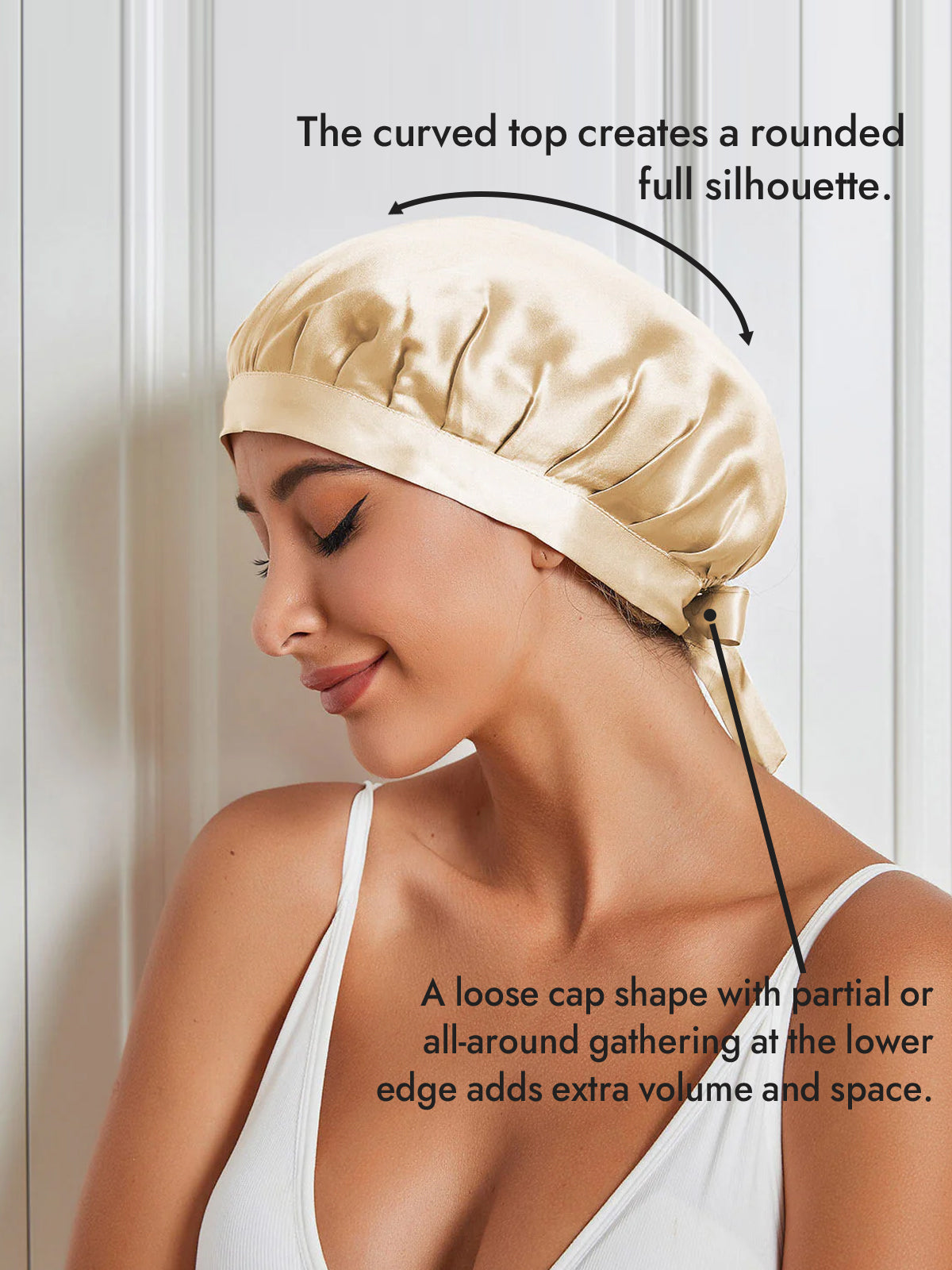 [Champagne] SilkSilky-AU Pure Silk Sleep Cap 003