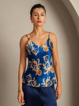 [Navy Dragon] SilkSilky-AU Pure Silk V Neck Camisole 003,