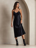 SilkSilky-AU Pure Silk Sleeveless Round Neck Dress Black 005