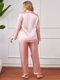 SilkSilky AU Pure Silk Long Sleeve Lapel Plus Size Pyjamas Pink 002