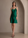 SilkSilky AU Pure Silk Sleeveless V Neck Dress DarkGreen 005