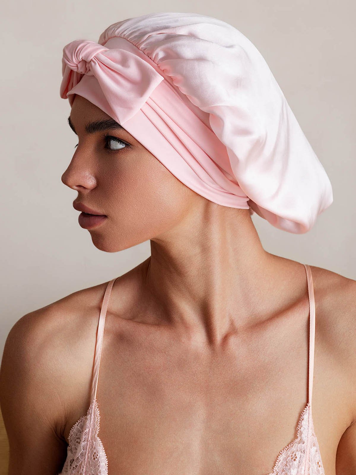 SilkSilky-AU Pure Silk Sleep Cap LightPink 002