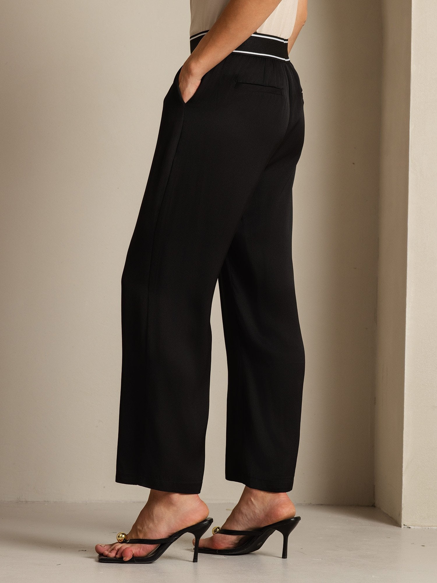 [Black] SilkSilky-AU 22Momme Silk Womens Pants 003