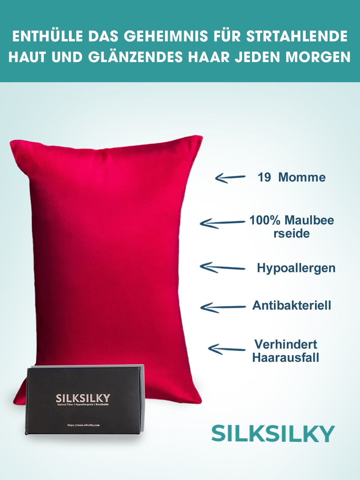 [Wine] SilkSilky-AU 19Momme Pure Silk Pillowcase 002