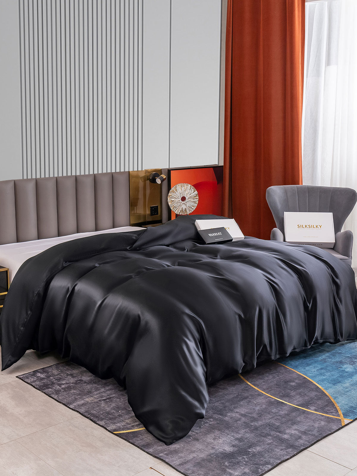 SilkSilky AU 22Momme Pure Silk Duvet Cover Black 002