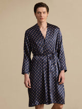 [Navy Chain] SilkSilky-AU Long Sleeve Mens Robe 005