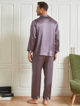 [Purple Gray] SilkSilky-AU Long Sleeve Notch Collar Men's Pyjamas 002