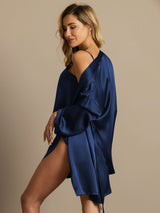 [Dark Blue] SilkSilky-AU 3/4 Sleeve Scoop Neck Women's Pyjamas 002