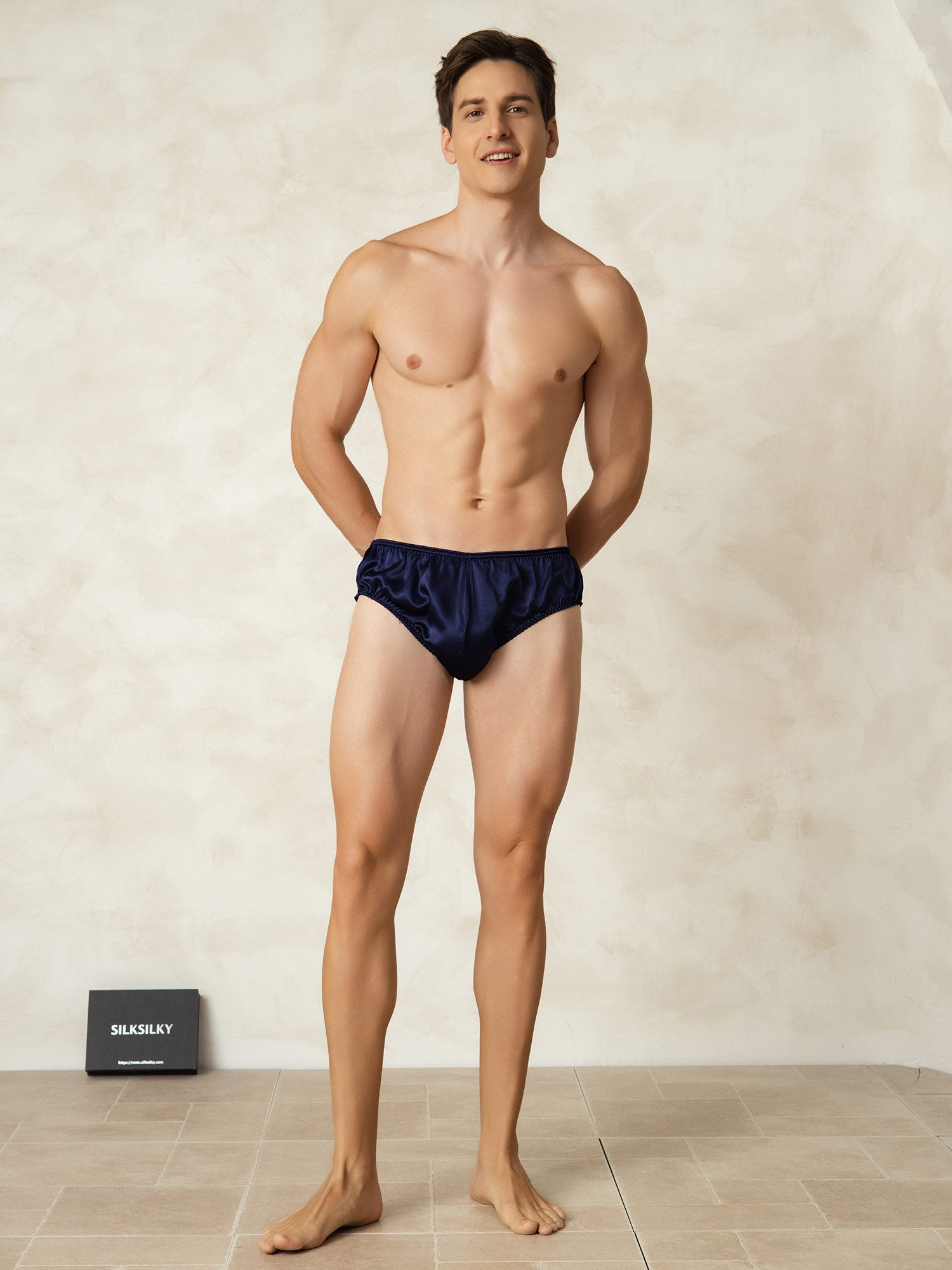 [DarkBlue] SilkSilky-AU Pure Silk Mens Underwear 003