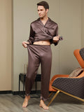 SilkSilky-AU Pure Silk Long Sleeve Lapel Men's Pyjamas Coffee 007