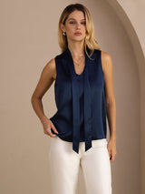 [Dark Blue] SilkSilky-AU Sleeveless Tie Neck Camisole 003