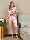 SilkSilky AU Pure Silk Short Sleeve Lapel Women's Pyjamas Pink 005