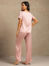 [Peach Skin] SilkSilky-AU 19Momme Machine-Washable Silk Short Sleeve Women's Pyjamas 002