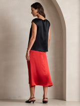 [Black] SilkSilky-AU Cap Sleeve Round Neck Women's T-Shirt 002