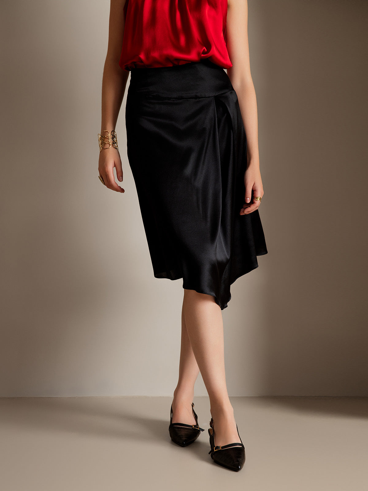 SilkSilky AU 19Momme Silk Skirt Black 004