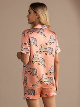 [Pink Cat] SilkSilky-AU Short Sleeve Lapel Collar Women's Pyjamas 002