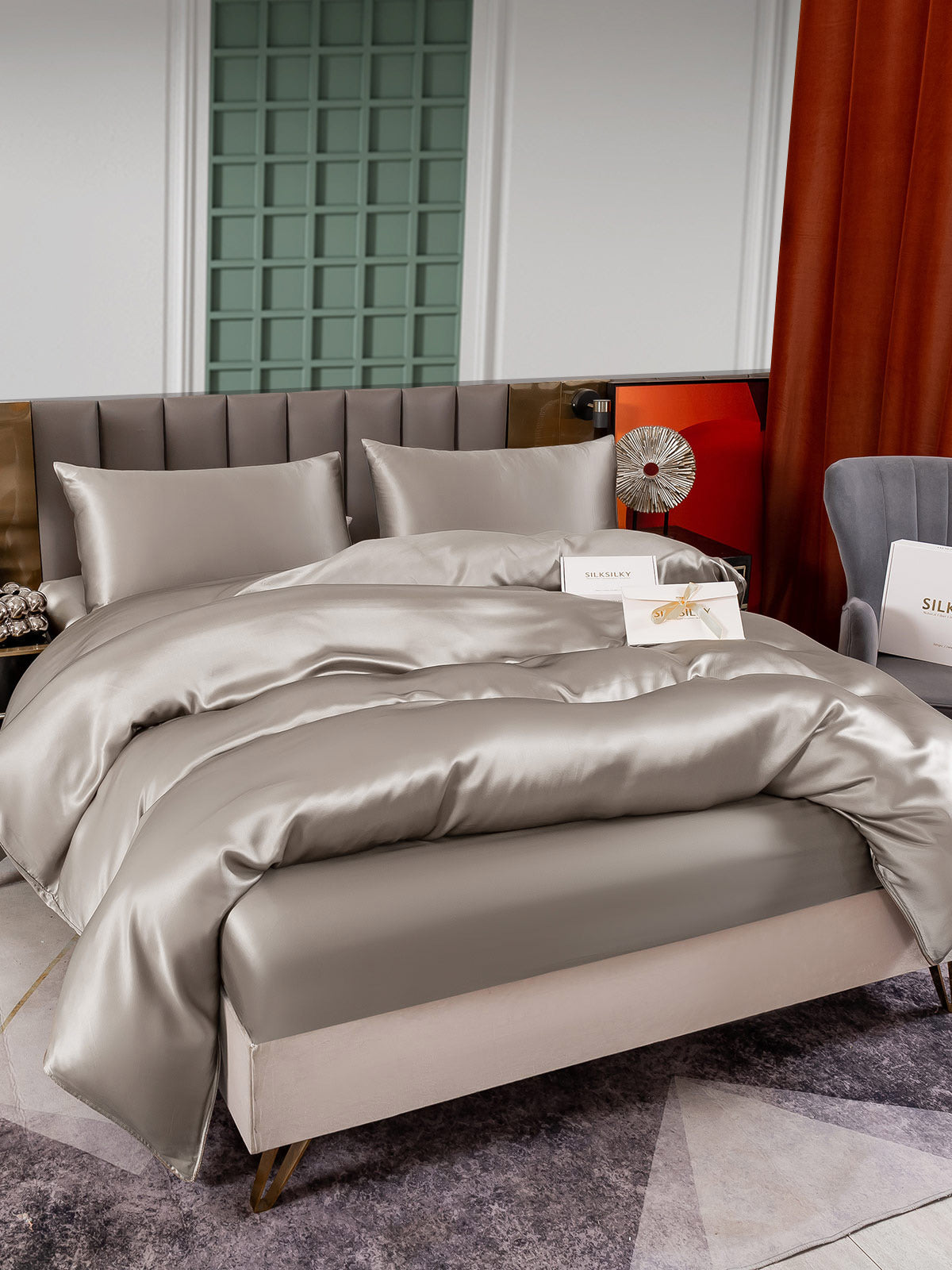 [Gray] SilkSilky-AU 25Momme Bedding Set 002