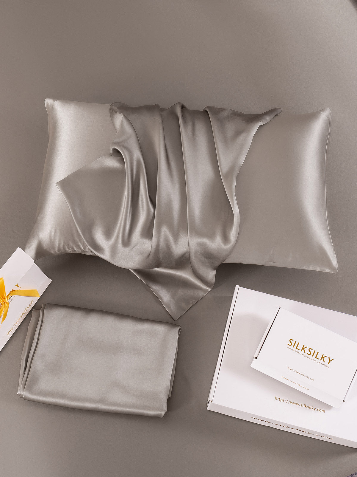 SilkSilky-AU 19Momme Pure Silk Pillowcase Gray 007