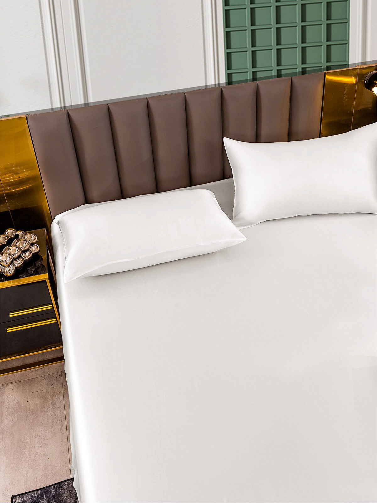 [White] SilkSilky-AU 25Momme Bedding Set 005