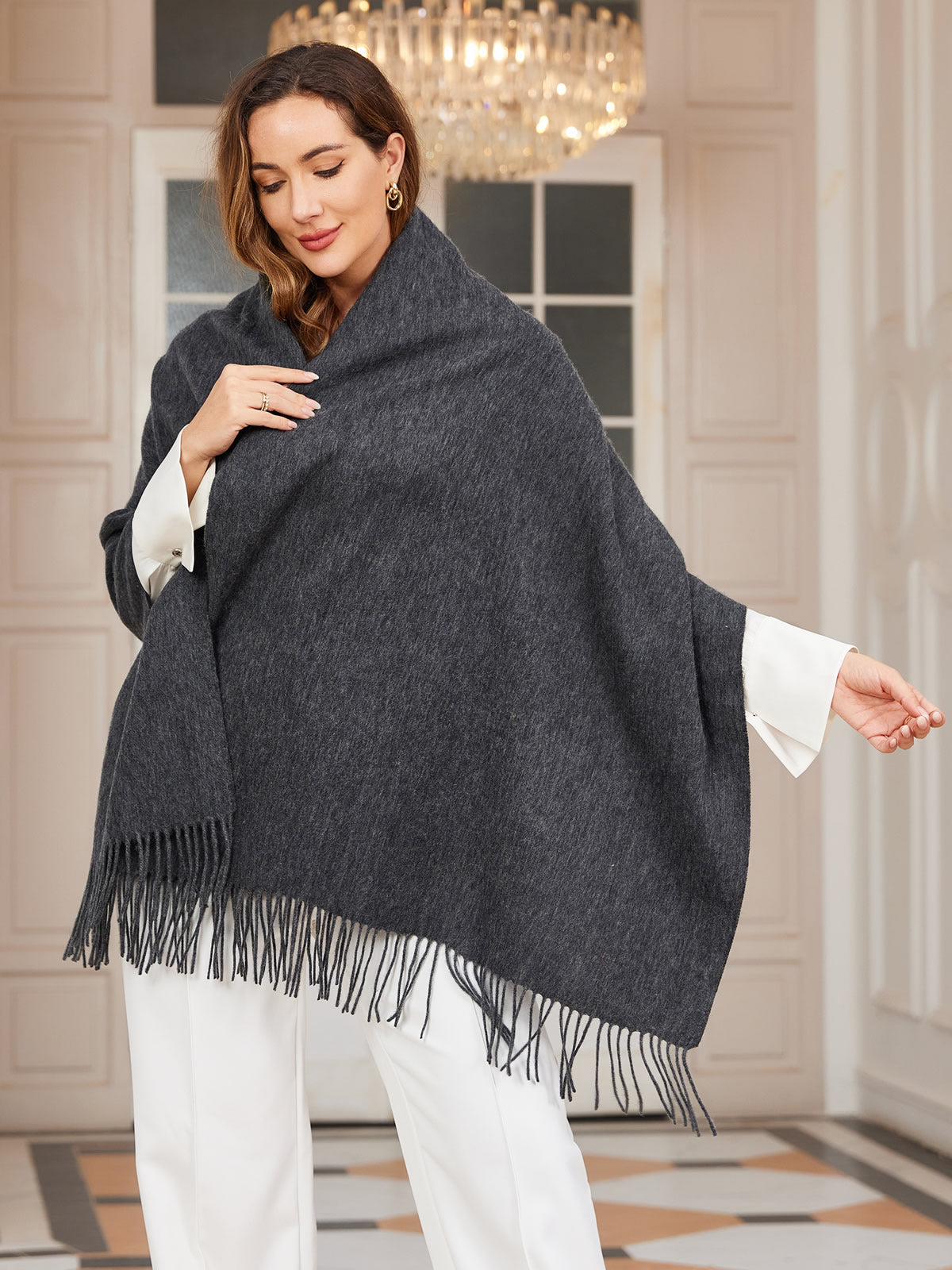 [Dark Gray] SilkSilky-AU Wool Scarf 001