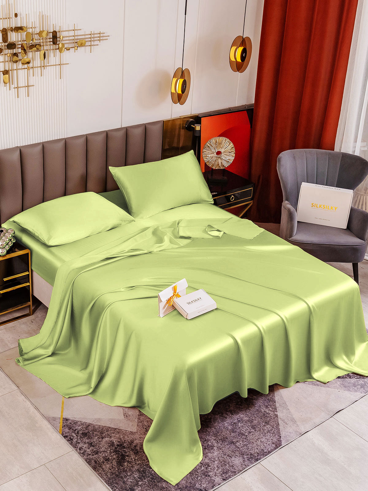 [Mint Green] SilkSilky-AU 19Momme Pure Silk Bedding Set 001