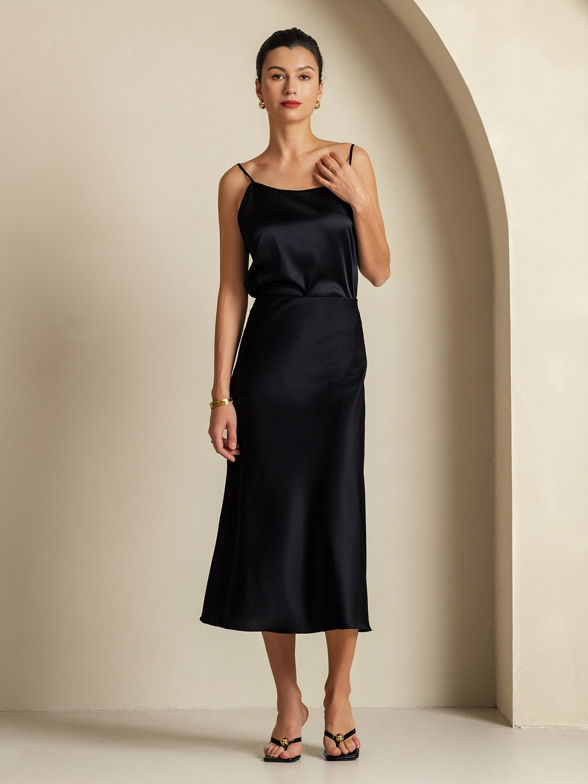 [Black] SilkSilky-AU 19Momme Pure Silk Womens Outfit Sets 006,