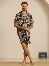 [Black Dragon] SilkSilky-AU Short Sleeve Lapel Collar Men's Pyjamas 007
