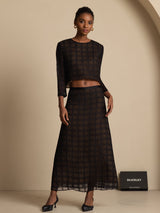 [Black] SilkSilky-AU Pure Silk Long Sleeve Round Neck Women''s Outfit Sets 003