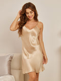 SilkSilky-AU Pure Silk Sleeveless V Neck Nightgown Champagne 004