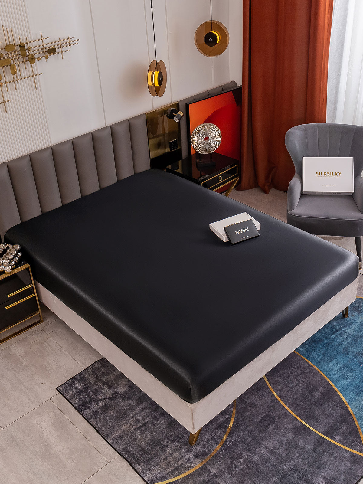 [Black] SilkSilky-AU 19Momme Sheet 001