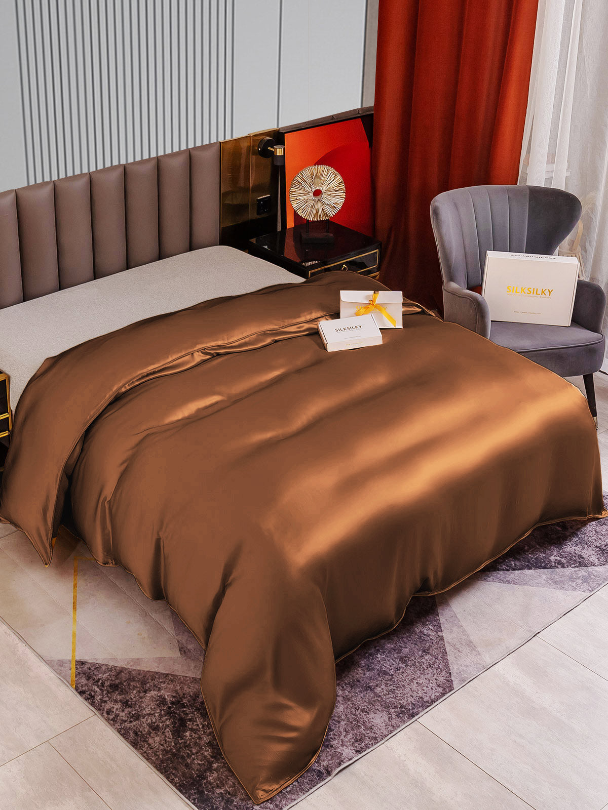 SilkSilky AU 22Momme Pure Silk Duvet Cover Coffee 002