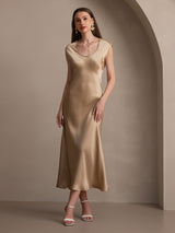 [Champagne] SilkSilky-AU Cap Sleeve Dress 007