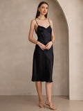 SilkSilky AU 19Momme Pure Silk Sleeveless V Neck Dress Black 006