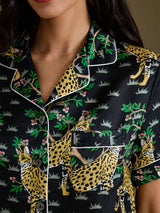 [Black Serval] SilkSilky-AU Short Sleeve Notch Collar Women's Pyjamas 006