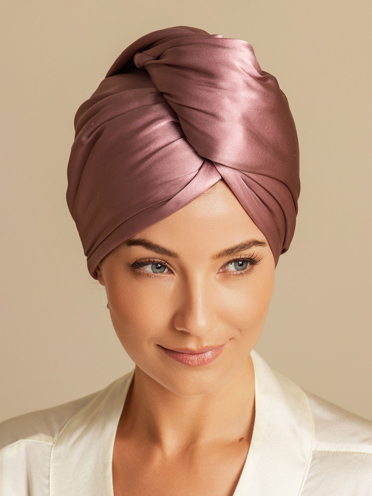 [Pale Mauve] SilkSilky-AU Pure Silk Wrap Hair Towel Wrap 004,