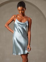 [Grayish Blue] SilkSilky-AU Sleeveless Cowl Neck Dress 004