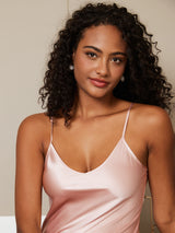 [Pink] SilkSilky-AU Sleeveless V Neck Nightgown 006