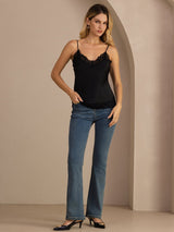 [Black] SilkSilky-AU Spaghetti Strap V Neck Camisole 008