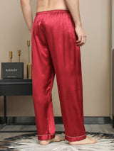 [Red] SilkSilky-AU Pure Silk Mens Sleep Bottoms 002,