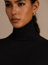 [Black] SilkSilky-AU Long Sleeve Turtle Neck Women's T-Shirt 006