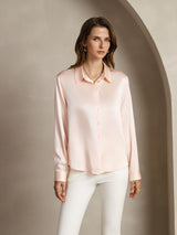 [Light Pink] SilkSilky-AU Long Sleeve Lapel Collar Women's Shirt 001