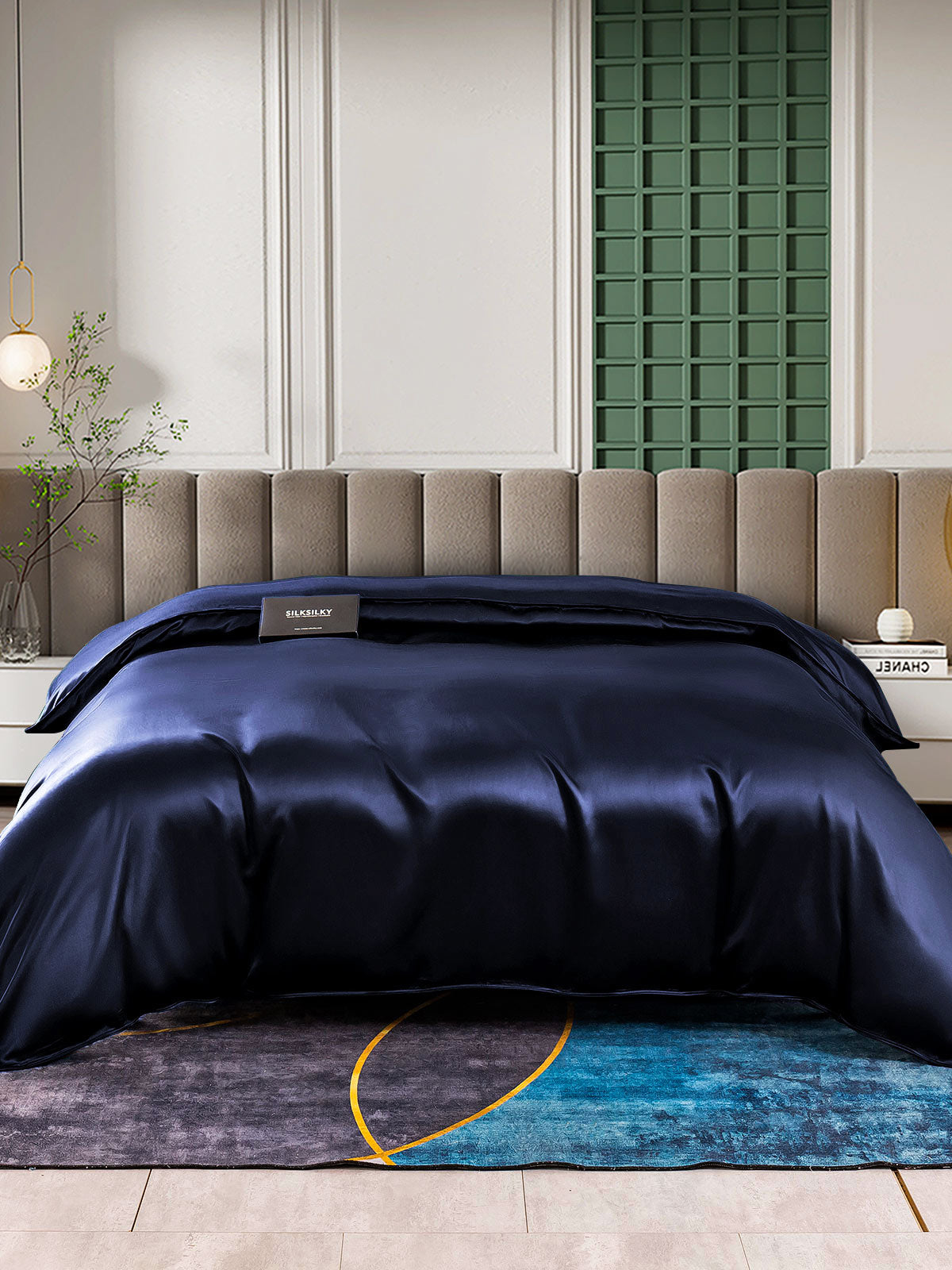 SilkSilky AU 25Momme Pure Silk Duvet Cover DarkBlue 001