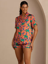 [Clay Elephant] SilkSilky-AU Short Sleeve Lapel Collar Women's Pyjamas 004