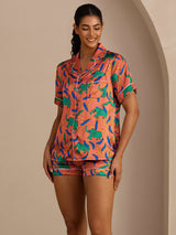 [Clay Elephant] SilkSilky-AU Short Sleeve Lapel Collar Women's Pyjamas 004